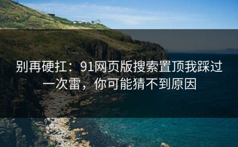 别再硬扛：91网页版搜索置顶我踩过一次雷，你可能猜不到原因