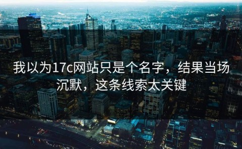 我以为17c网站只是个名字，结果当场沉默，这条线索太关键