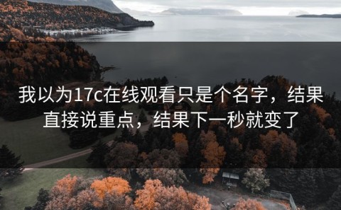 我以为17c在线观看只是个名字，结果直接说重点，结果下一秒就变了
