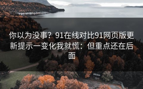 你以为没事？91在线对比91网页版更新提示一变化我就慌：但重点还在后面