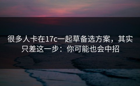 很多人卡在17c一起草备选方案，其实只差这一步：你可能也会中招