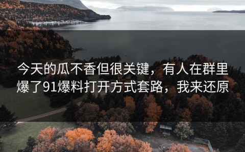 今天的瓜不香但很关键，有人在群里爆了91爆料打开方式套路，我来还原