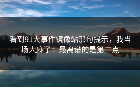 看到91大事件镜像站那句提示，我当场人麻了：最离谱的是第二点