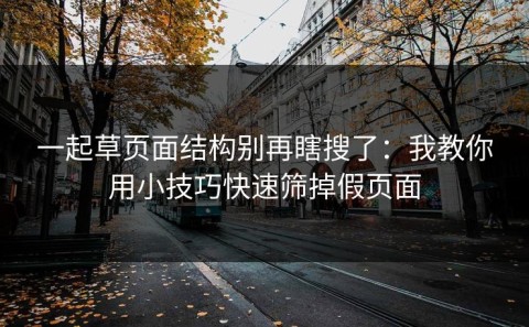 一起草页面结构别再瞎搜了：我教你用小技巧快速筛掉假页面