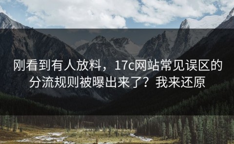 刚看到有人放料，17c网站常见误区的分流规则被曝出来了？我来还原