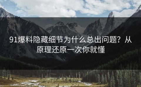 91爆料隐藏细节为什么总出问题？从原理还原一次你就懂