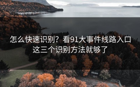 怎么快速识别？看91大事件线路入口这三个识别方法就够了