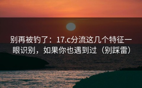 别再被钓了：17.c分流这几个特征一眼识别，如果你也遇到过（别踩雷）