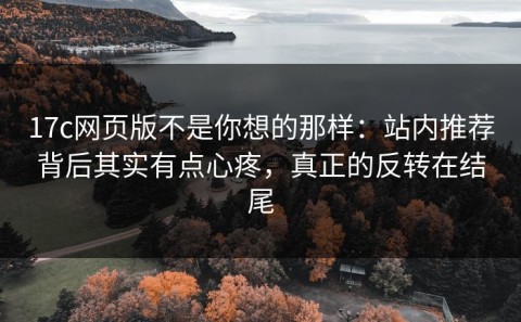 17c网页版不是你想的那样：站内推荐背后其实有点心疼，真正的反转在结尾