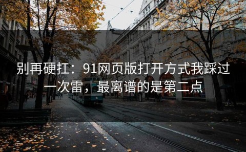 别再硬扛：91网页版打开方式我踩过一次雷，最离谱的是第二点