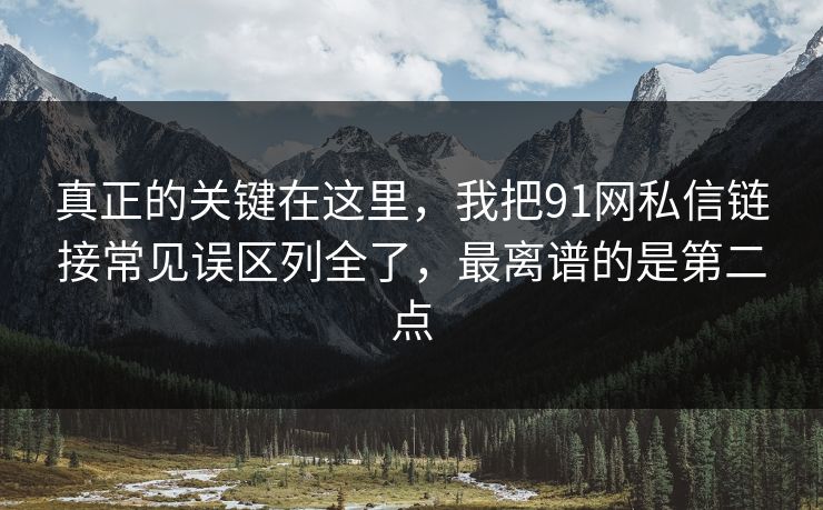 真正的关键在这里，我把91网私信链接常见误区列全了，最离谱的是第二点