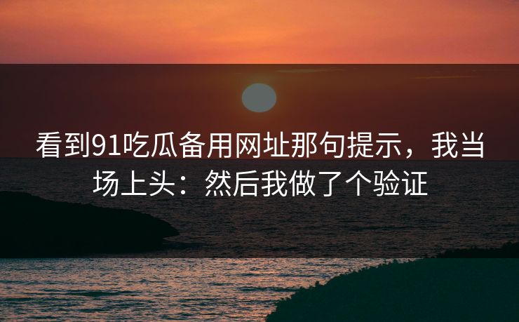 看到91吃瓜备用网址那句提示，我当场上头：然后我做了个验证