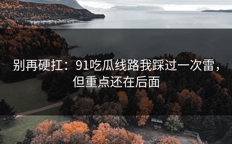 别再硬扛：91吃瓜线路我踩过一次雷，但重点还在后面