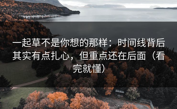 一起草不是你想的那样:时间线背后其实有点扎心,但重点还在后面(看完就懂) 一起草不是你想的那样:时间线背后其实有点扎心,但重点还在后面(看完就懂)