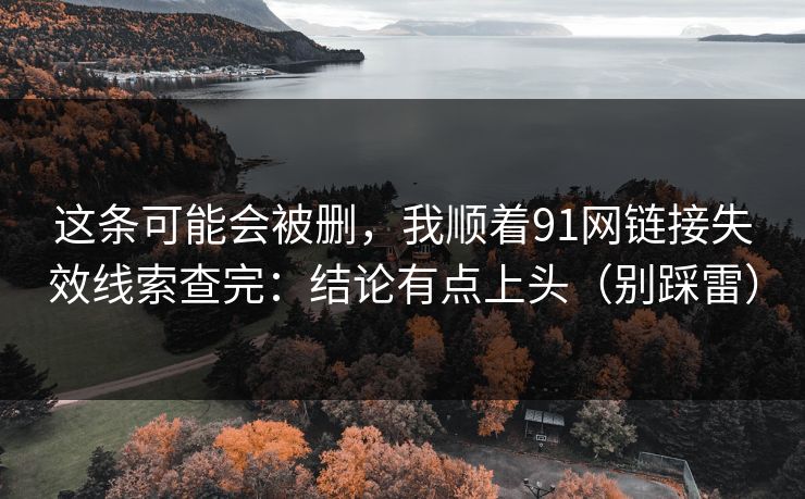 这条可能会被删,我顺着91网链接失效线索查完:结论有点上头(别踩雷) 这条可能会被删,我顺着91网链接失效线索查完:结论有点上头(别踩雷)